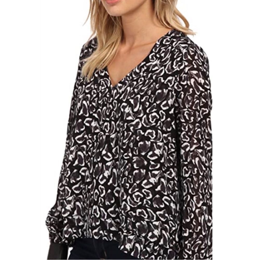 SAM EDELMAN Womens Abstract Slouchy Going Gray-zy Blouse Size Small